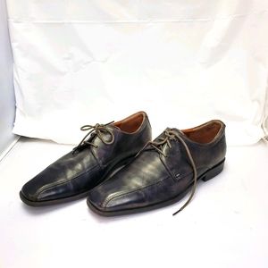 ECCO Mens Black Leather Distress Toe Lace Up